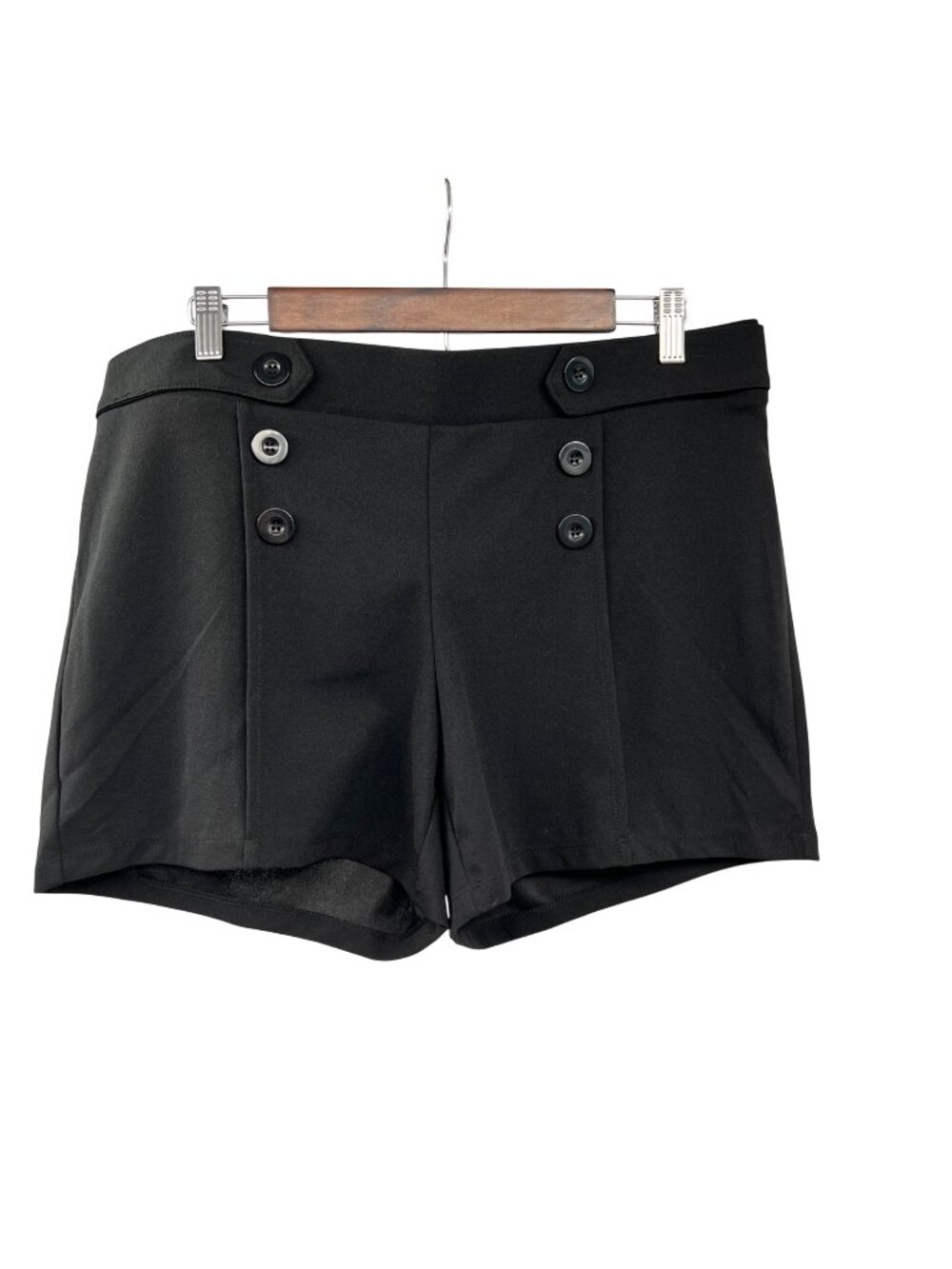 Retrology Womens Black Shorts Dressy Pull On Buttons Size XL Petite